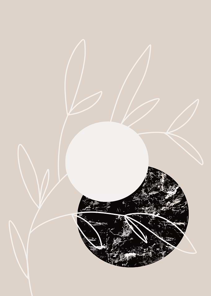 Abstract Floral Art with Marble Circle
