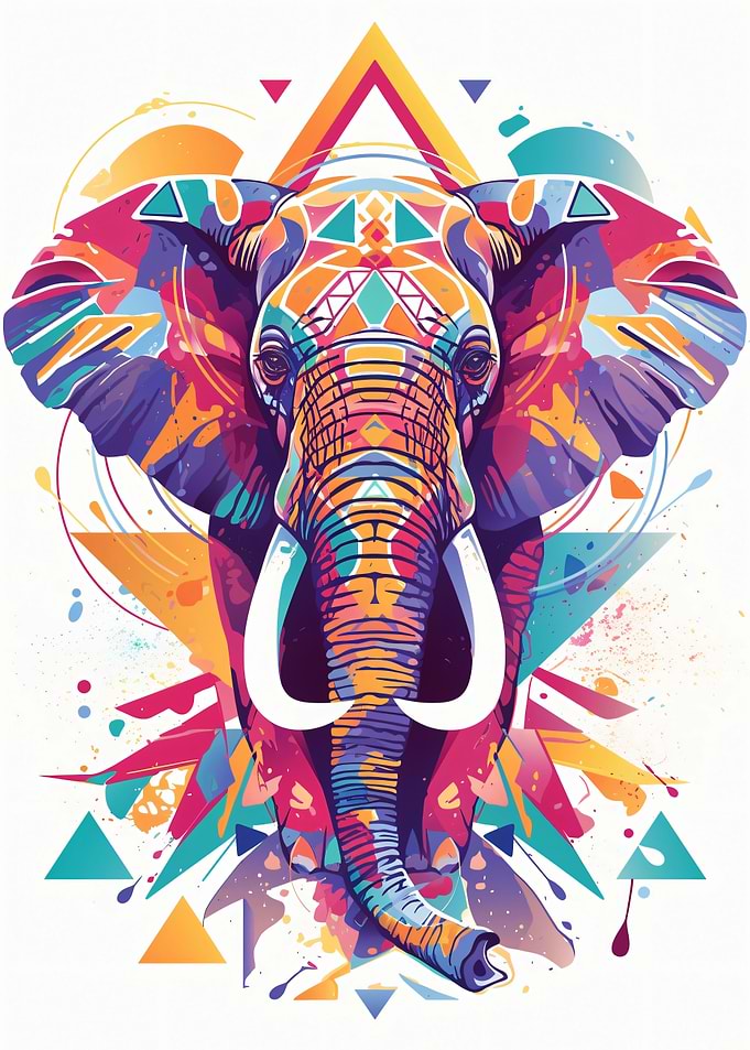 Colorful Geometric Elephant Portrait