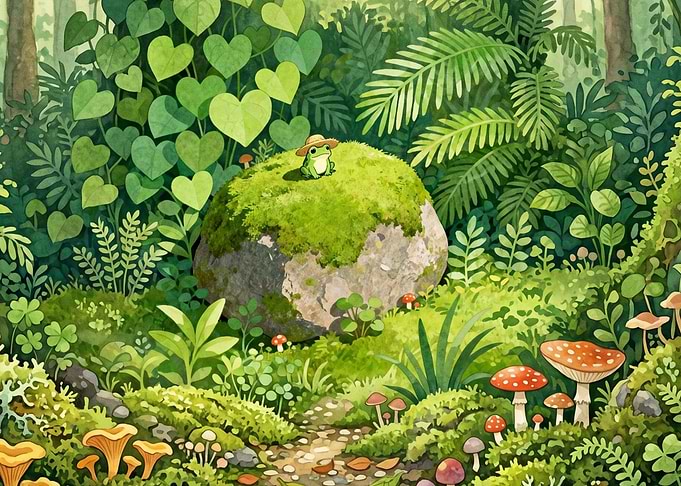 Frog in a Hat in a Forest
