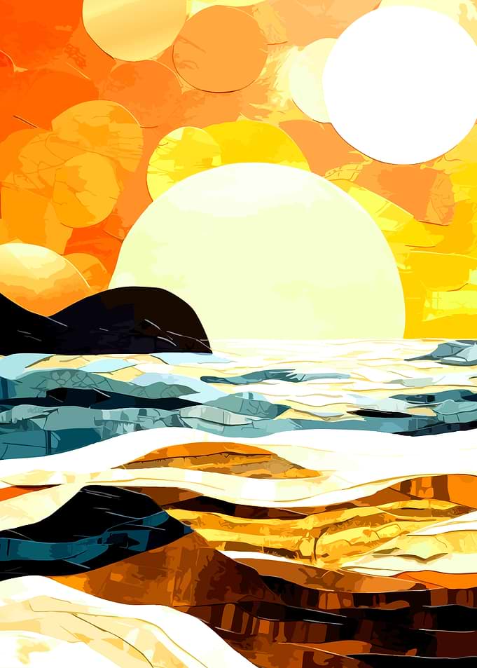 Abstract Sunset Over Water