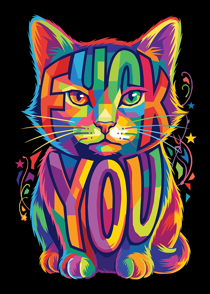 Colorful Cat with Text