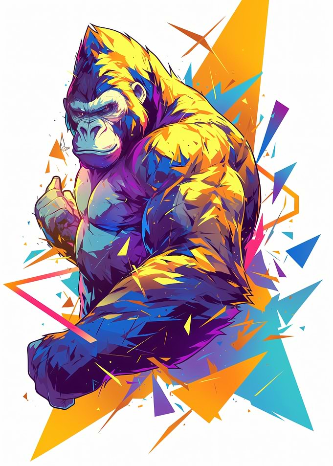 Gorilla with Geometric Background