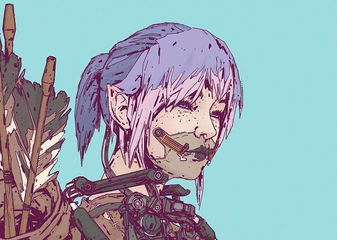 Cyberpunk Elf Archer Portrait
