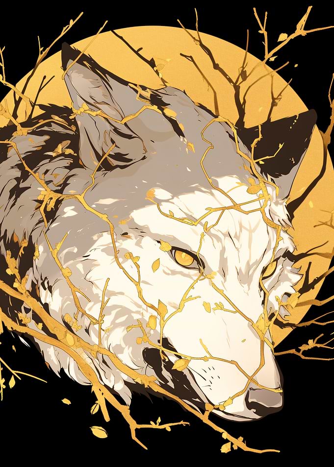 Wolf with Golden Branches