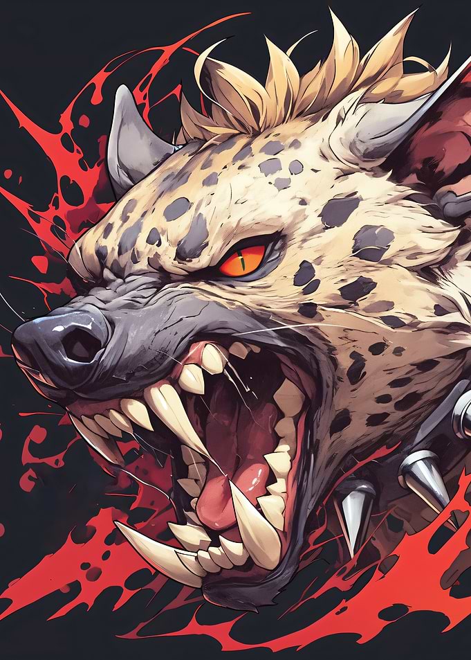 Aggressive Hyena with Spiked Collar