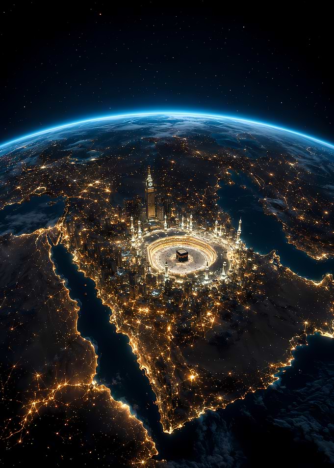Earth at Night with Mecca