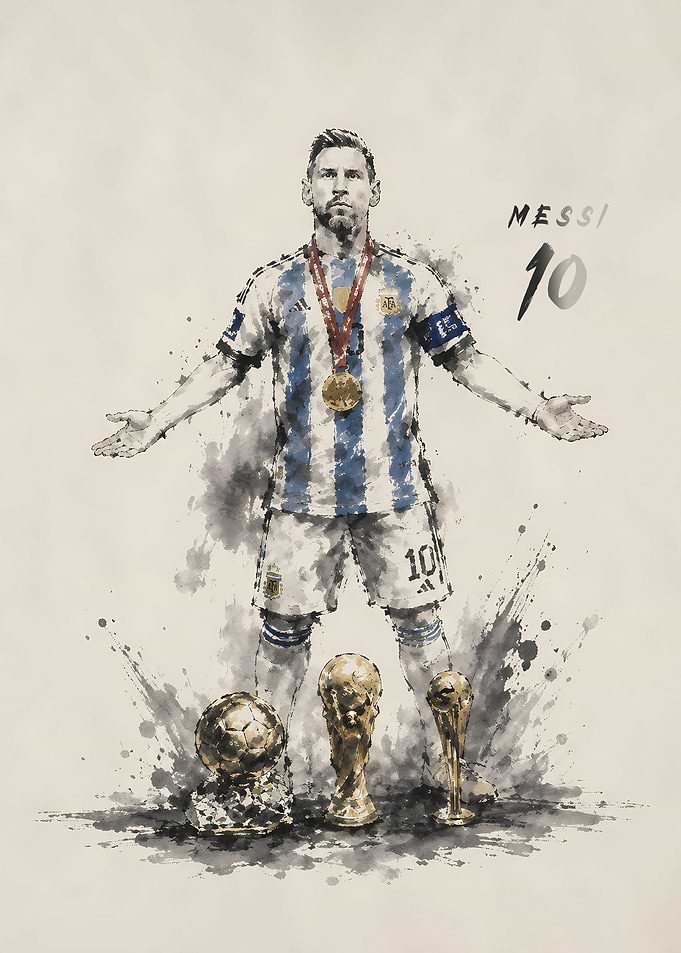 Lionel Messi with Trophies