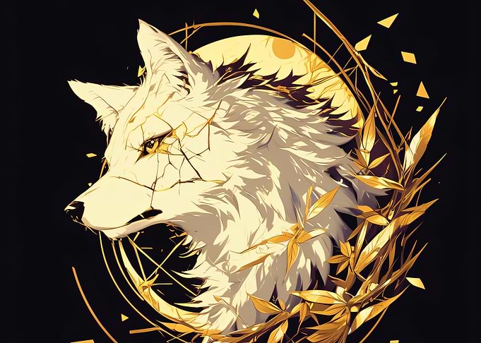 Golden Wolf Moon Art