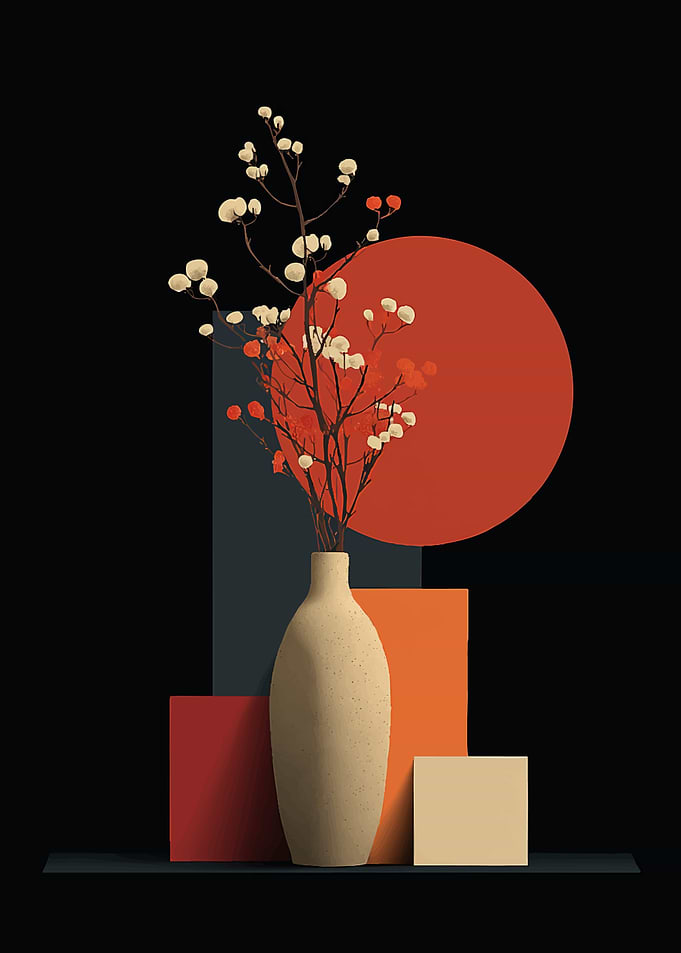 Minimalist Still Life with Vase and Branches
