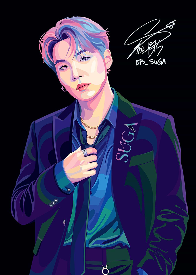 Suga BTS Pop Art Portrait