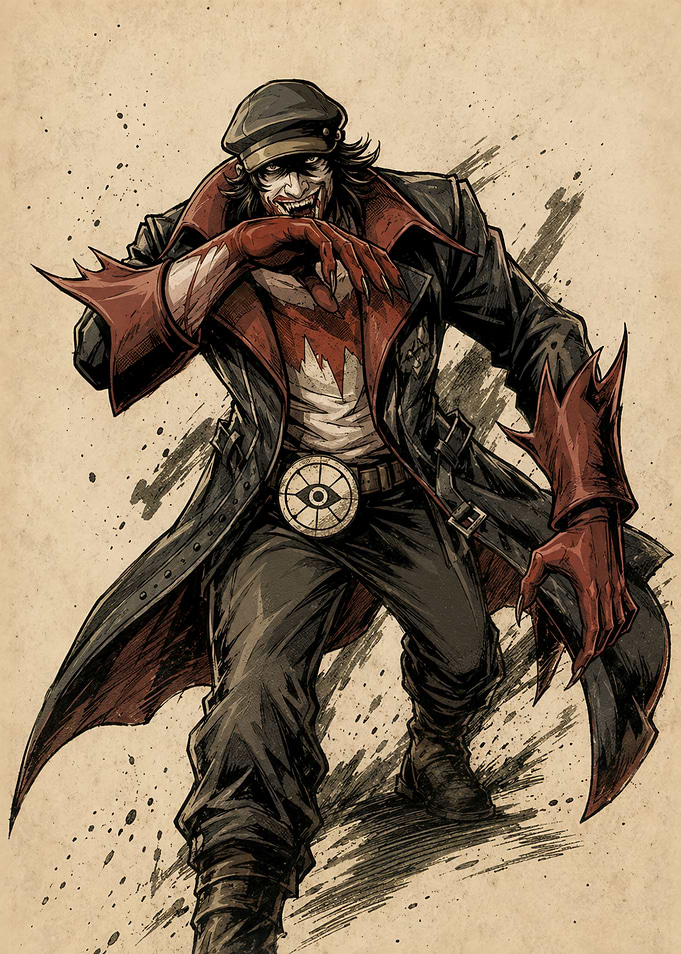 Vampire Character with Bat Symbol