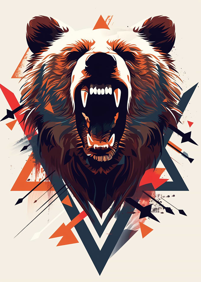 Aggressive Bear Geometric Art
