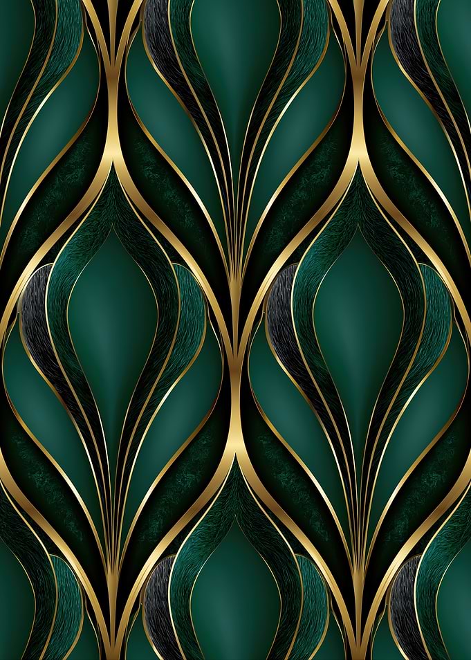 Art Deco Emerald and Gold Pattern