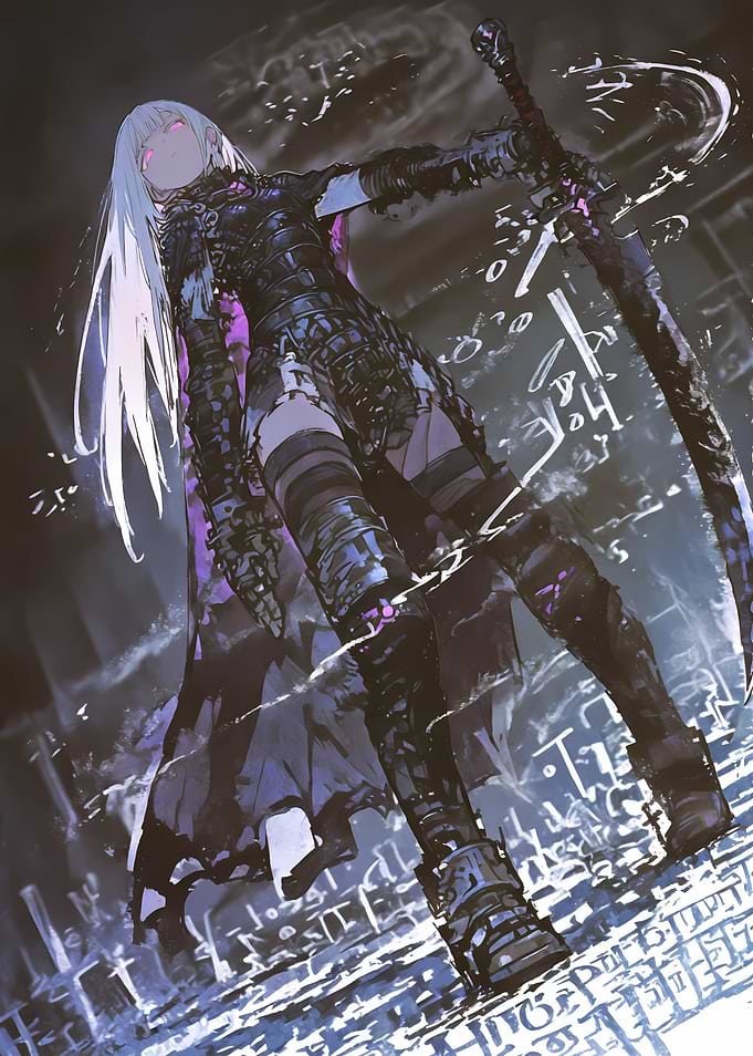Dark Fantasy Warrior with Glowing Eyes