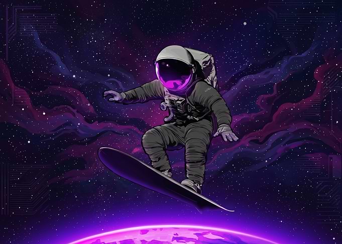 Astronaut Surfing in Space