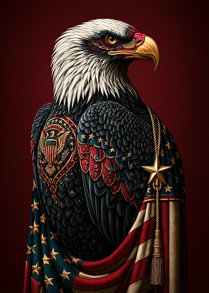 Patriotic Eagle with American Flag Drape