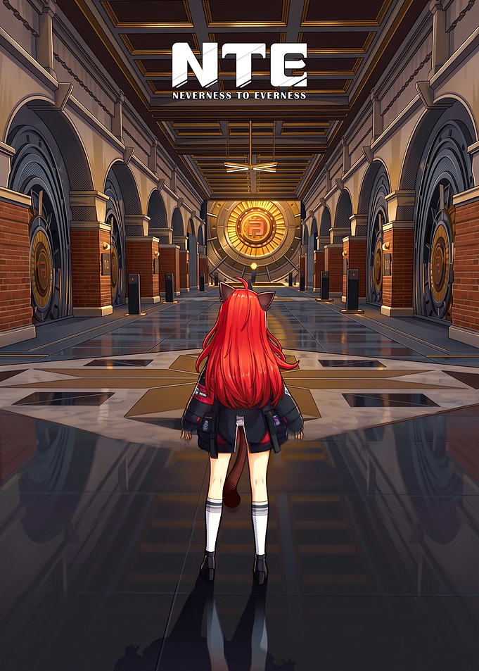 Anime Girl in Futuristic Hallway
