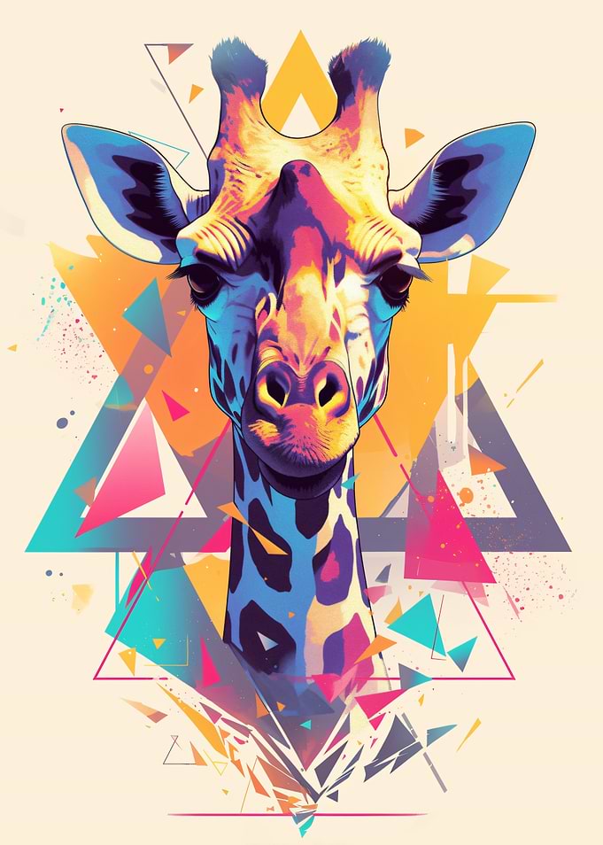 Geometric Giraffe Pop Art