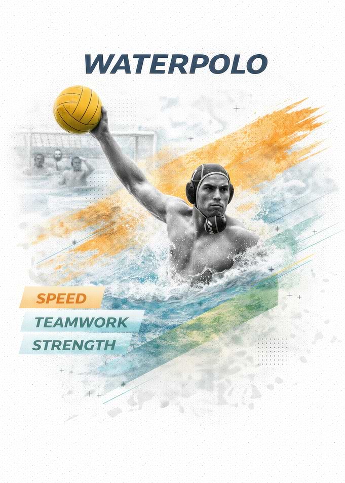 Waterpolo Player with Ball - Water Polo Performance Collage