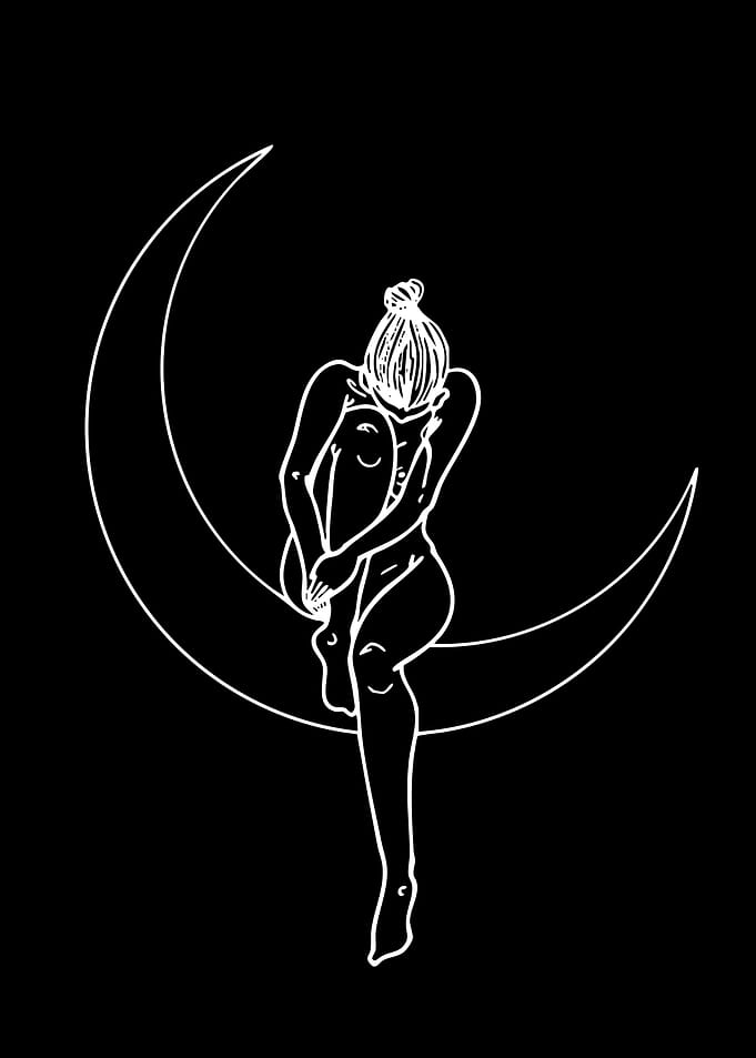 Woman on Crescent Moon