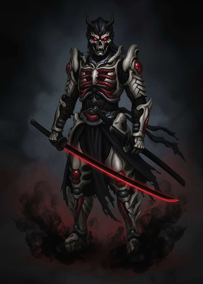 Demonic Samurai Warrior with Glowing Sword