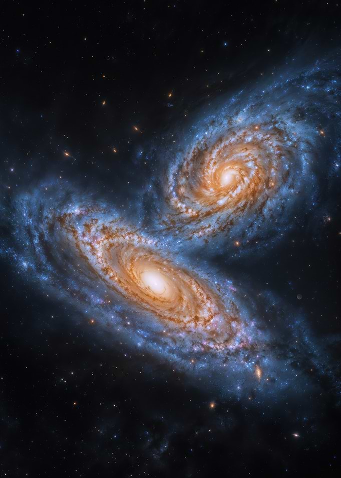 Two Merging Galaxies In Space