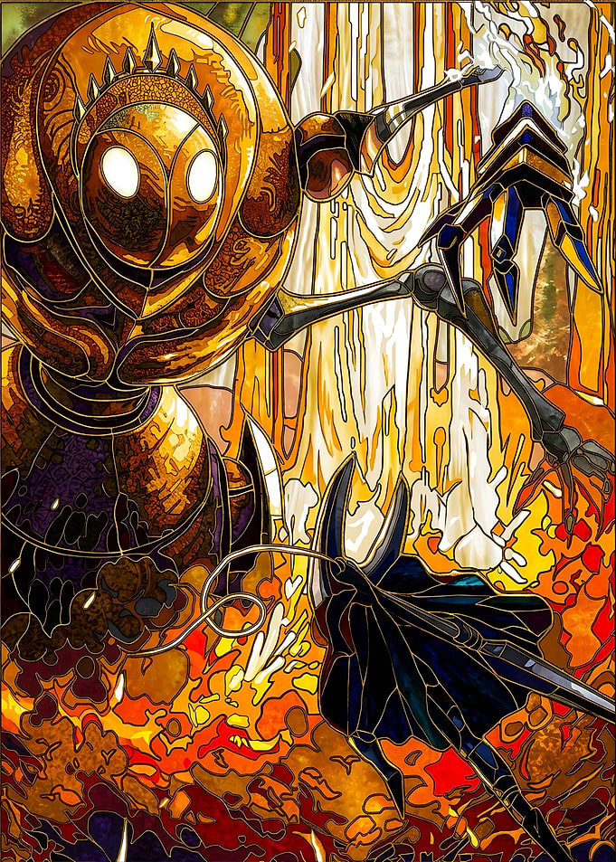 Stained Glass of Knight and Colossus