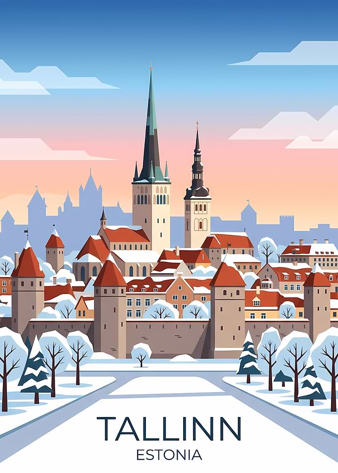 Tallinn Estonia Winter Cityscape