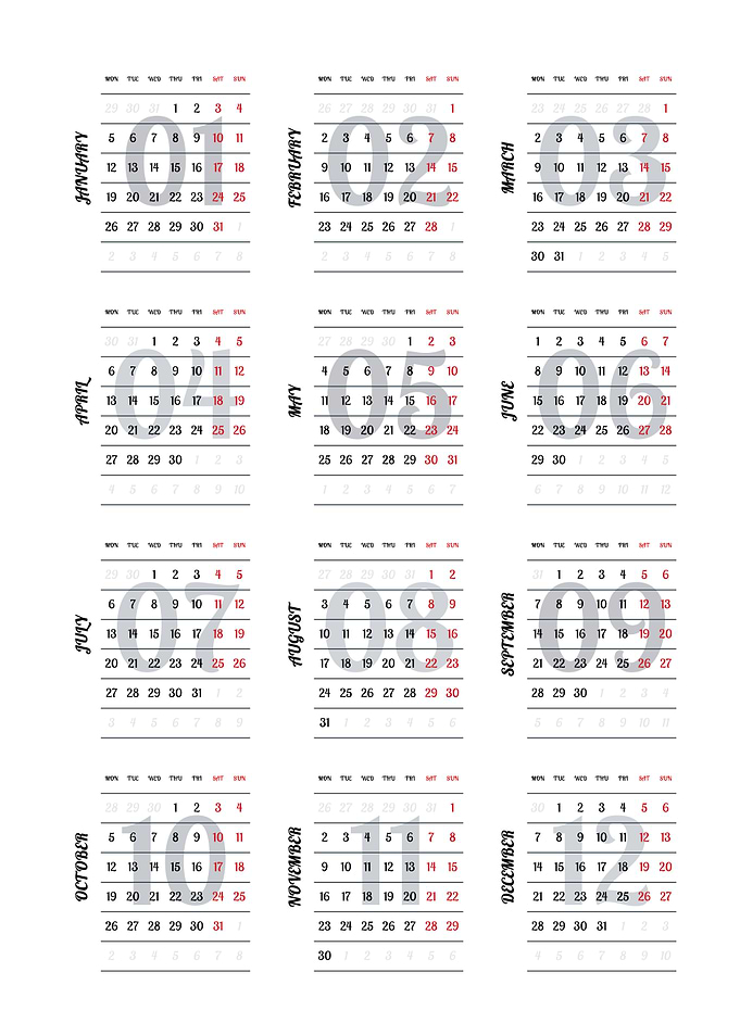 2026 Yearly Calendar Layout