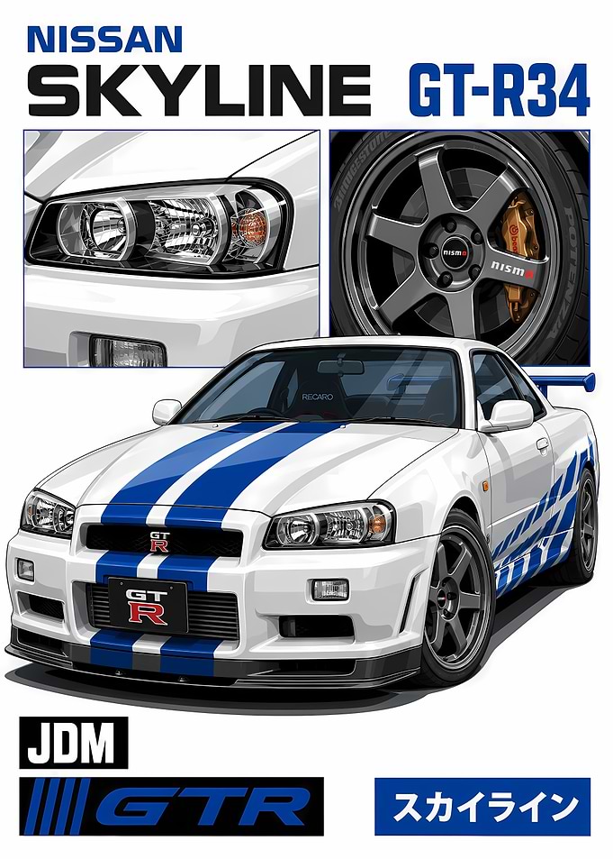 Nissan Skyline GT-R R34 Illustration
