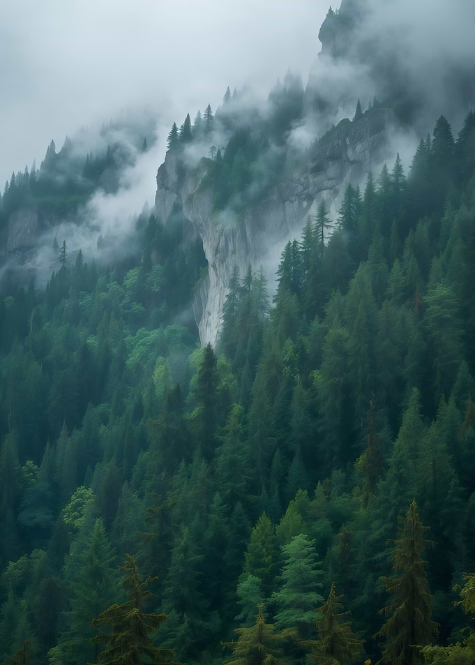 Misty Mountain Forest Landscape
