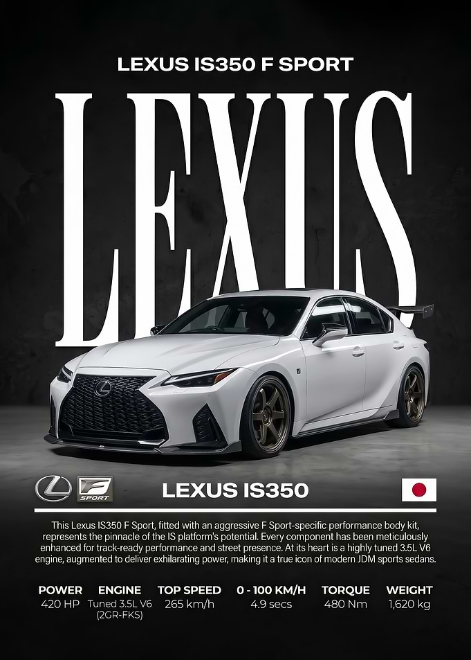 sleek Lexus IS350 F Sport car poster