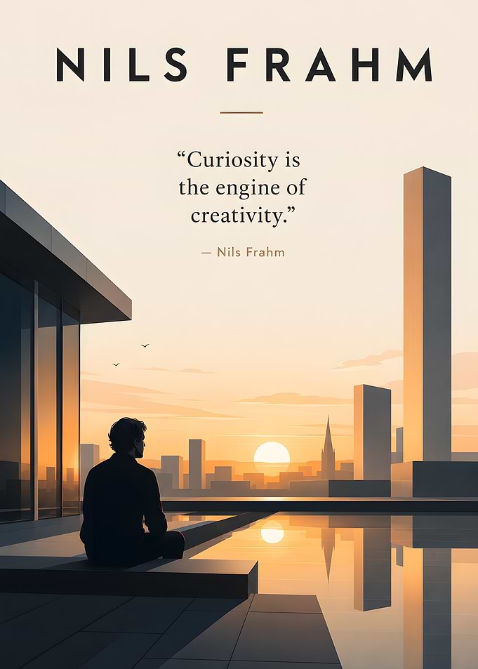 Nils Frahm Quote with Cityscape