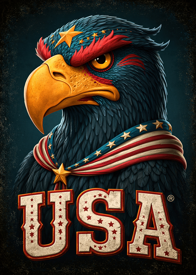 Patriotic Eagle with USA Text