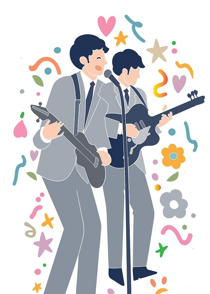 Two musicians playing guitars