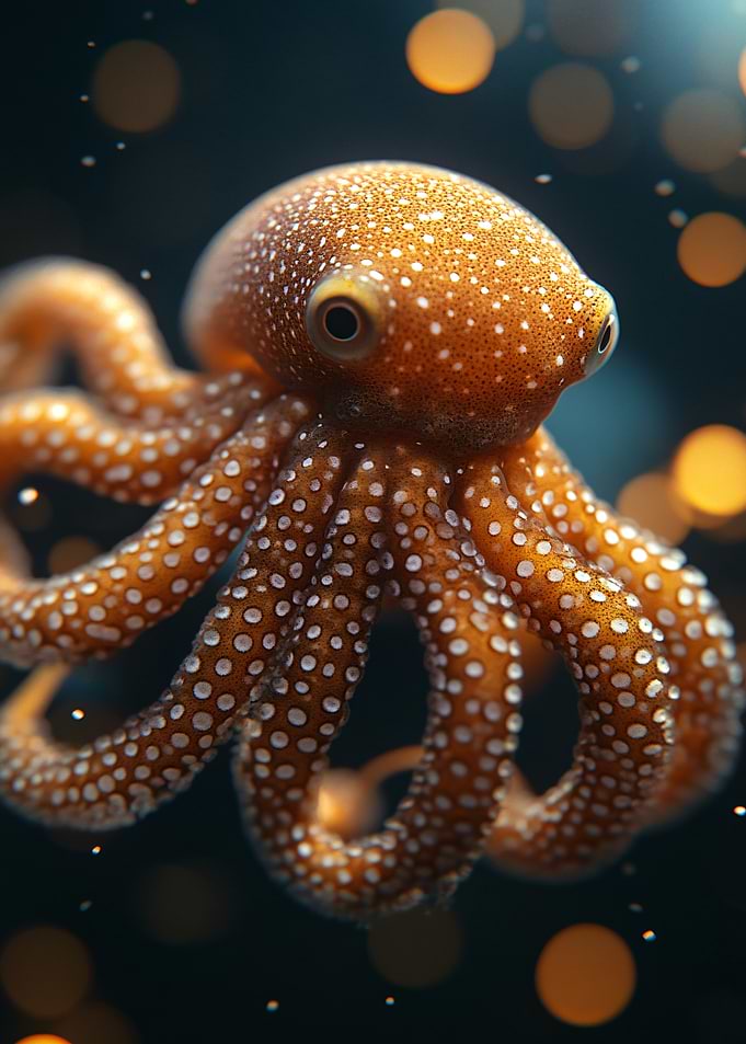 Cute Orange Octopus with White Spots