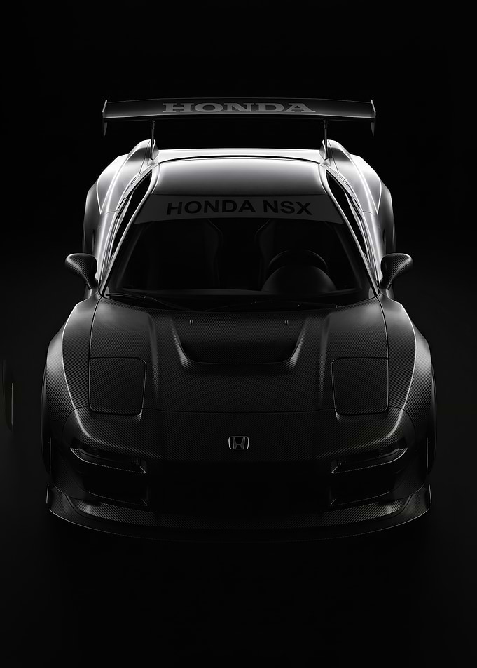 sleek black Honda NSX Race Car