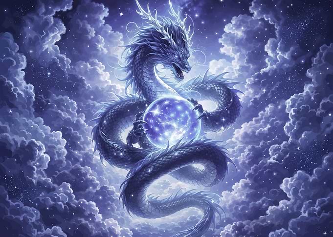 Dragon Holding a Crystal Ball