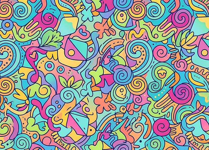 Vibrant Abstract Doodle Pattern