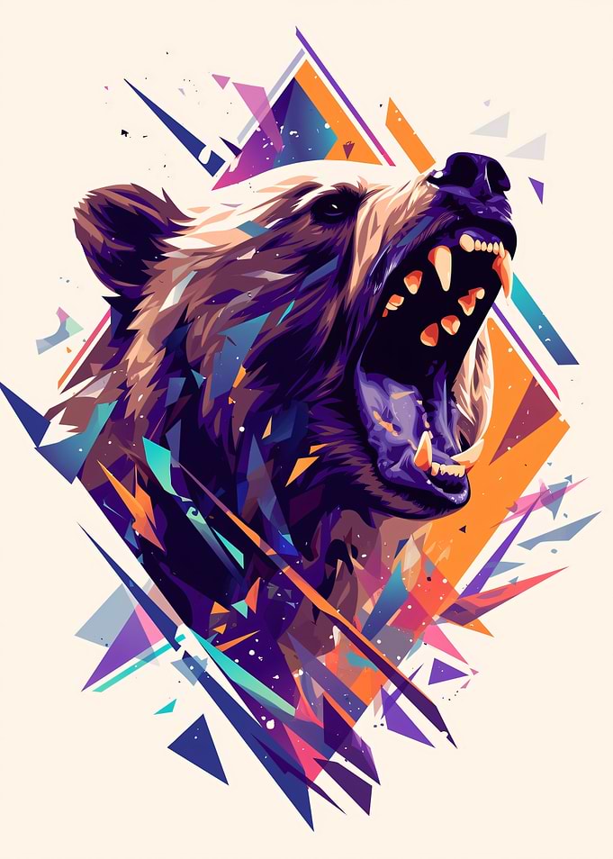 Aggressive Bear Geometric Art