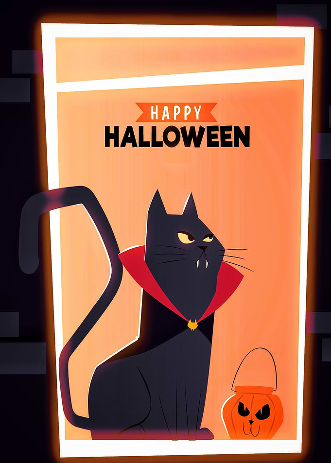 Black Cat Halloween Card