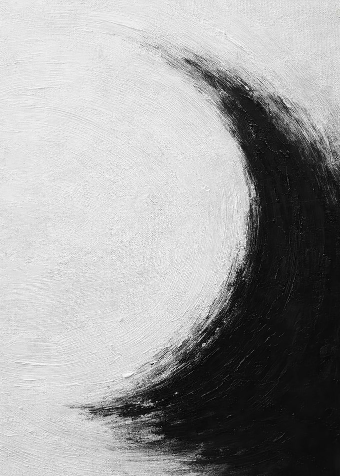 Abstract Black and White Wave Painting