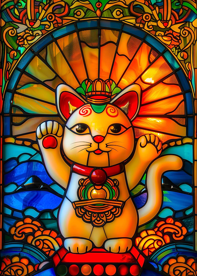 Stained Glass Lucky Cat