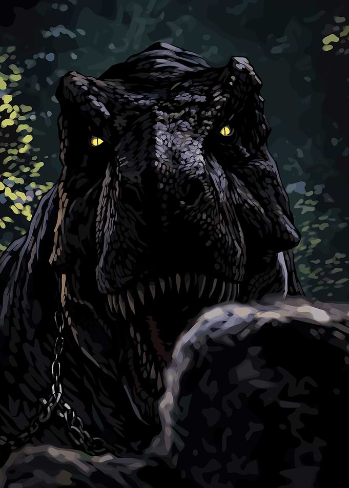 Dark Dinosaur with Glowing Eyes