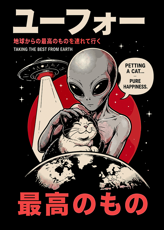 Alien Petting a Cat on Earth