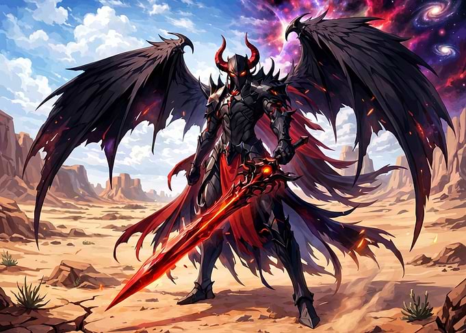 Demonic Warrior with Fiery Sword