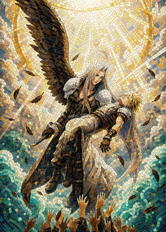 Sephiroth Carrying Cloud Mosaic