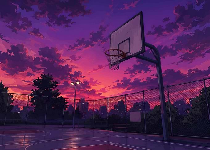 Basketball Court at Sunset