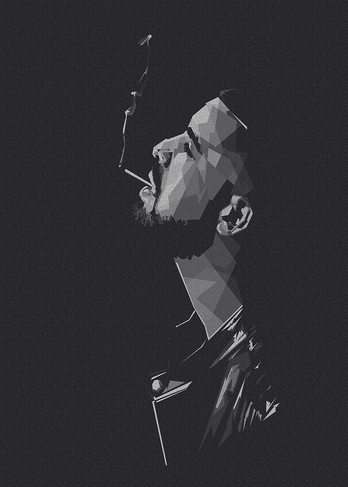 Man Smoking Cigarette Geometric Art