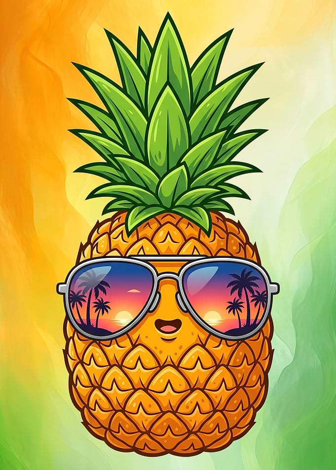 Cool Pineapple Wearing Sunglasses